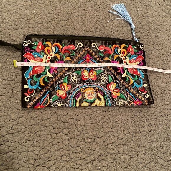 Embroidered Clutch Bag Wristlet Floral Boho Butterfly Pattern Hippie Bohemian - Picture 6 of 9